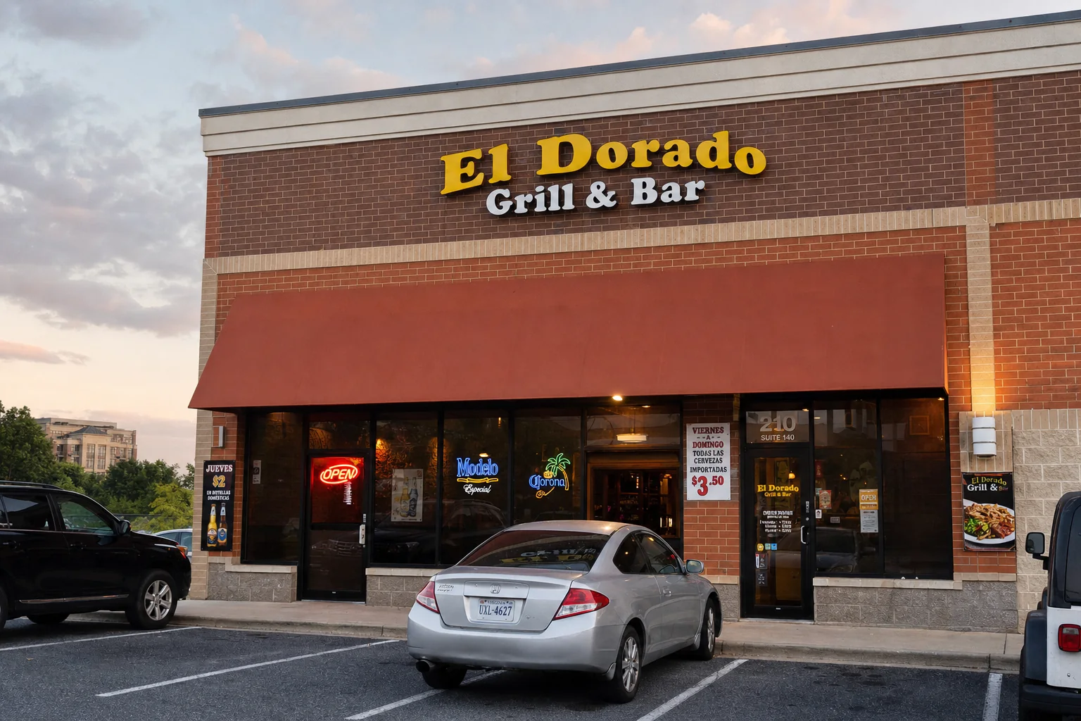 El Dorado Grill and Bar exterior in a Sterling Virginia shopping plaza
